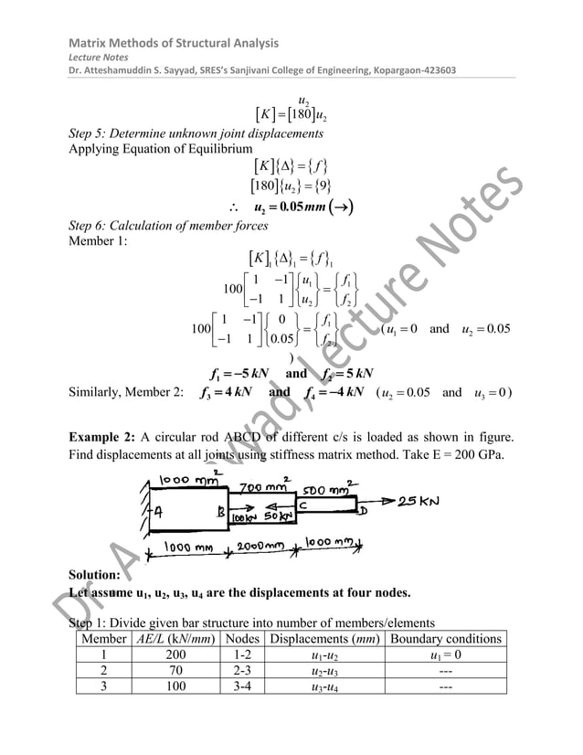 Matrix Methods of Structural Analysis | PDF
