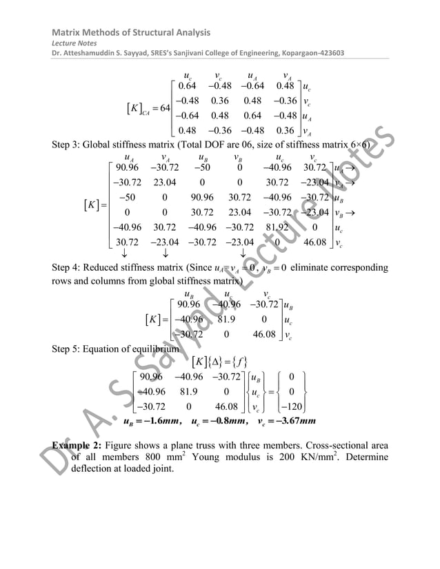 Matrix Methods of Structural Analysis | PDF