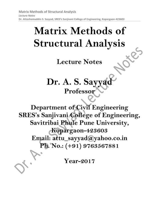 Matrix Methods of Structural Analysis PDF