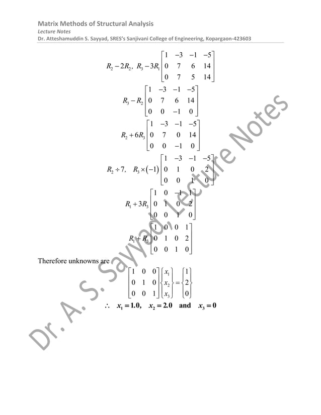 Matrix Methods of Structural Analysis