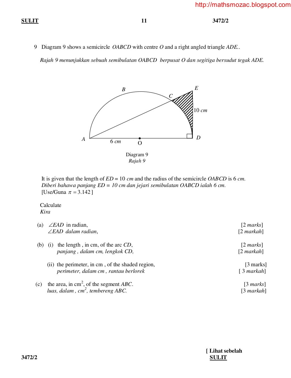 contoh kertas percubaan matematik tambahan spm