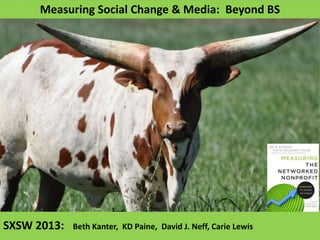 Measuring Social Change & Media: Beyond BS




SXSW 2013:   Beth Kanter, KD Paine, David J. Neff, Carie Lewis
 