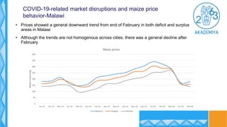 • Prices showed a general downward trend from end of February in both deficit and surplus
areas in Malawi
• Although the t...