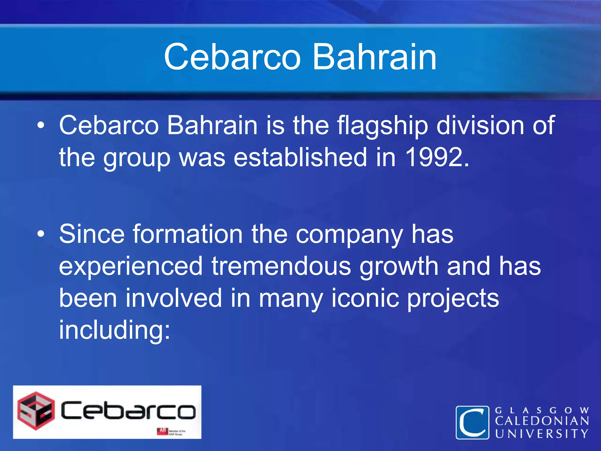 Khalid M. A.Rahim Founder and Chairman of Cebarco and the       	KAR Group of Companies