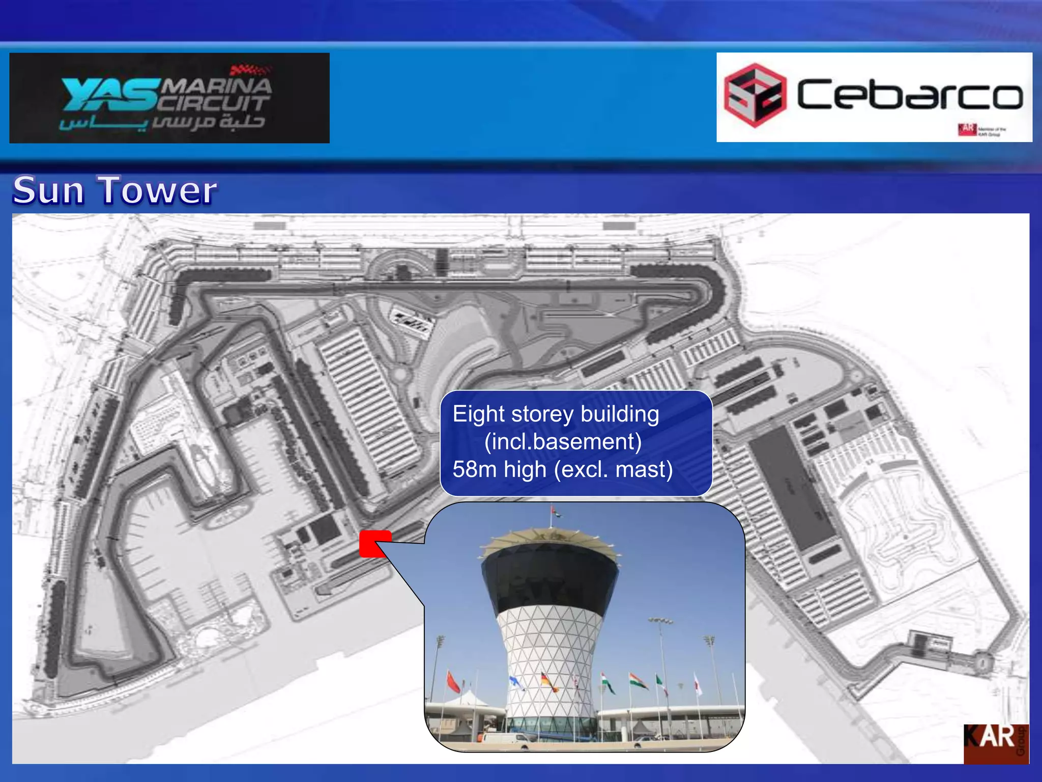 YAS ISLANDThe changing scope:-Permanent Circuit 3.2km Street Circuit 2.3km3 grandstands2 level pit buildingDragster track Media Centre and Team BuildingsOther associated work