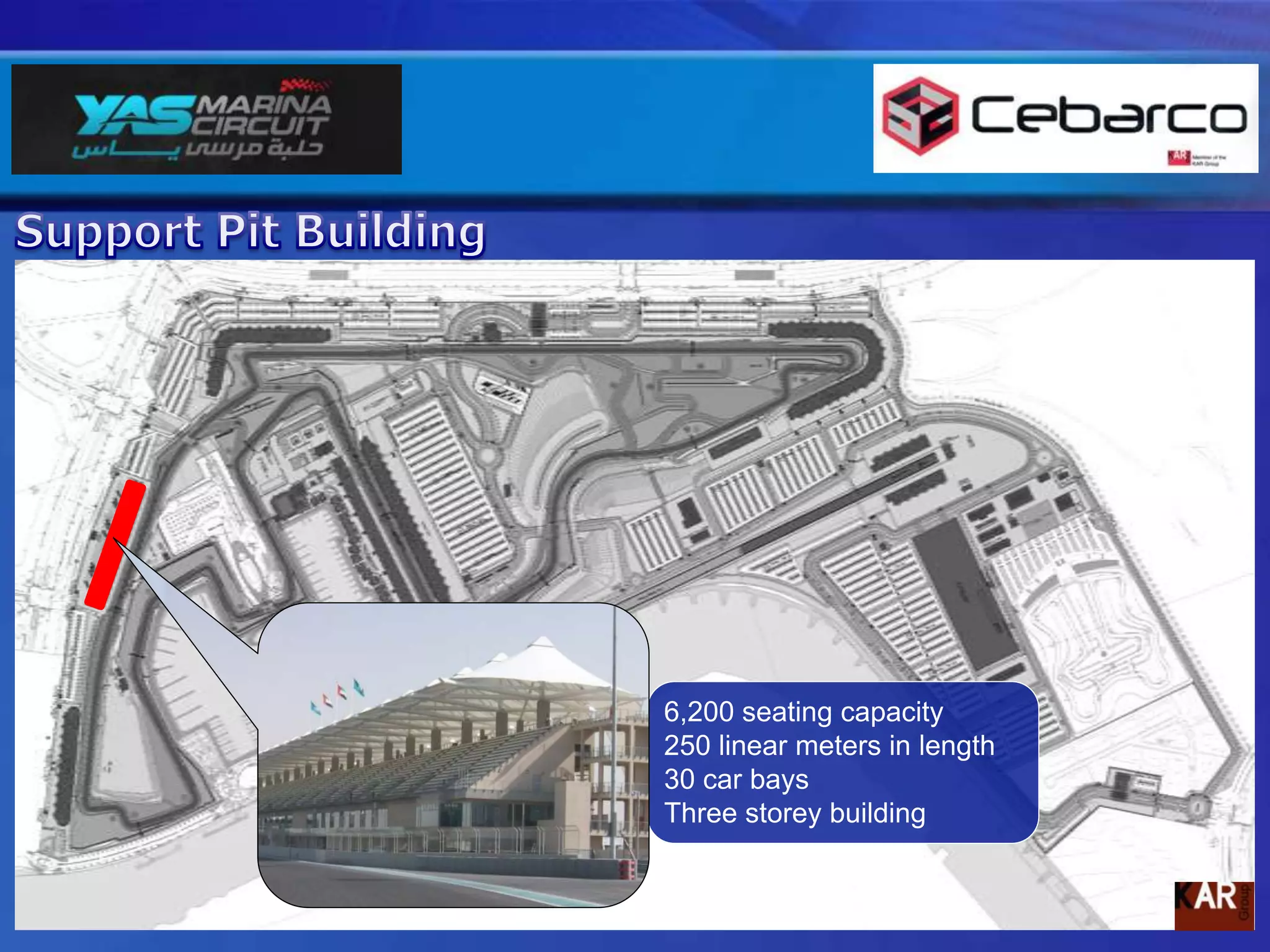 Main Grandstand7,850 total seating capacity360 linear meters in length34 commentary boothsFour storey buildingVIP viewing and cafeterias