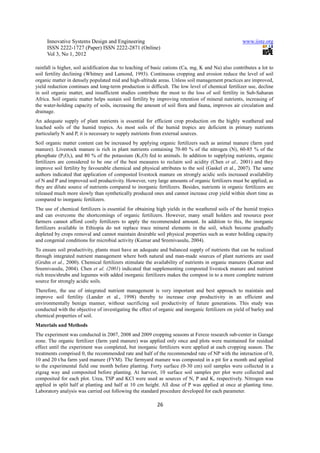Combined application of organic and inorganic fertilizers to increase ...