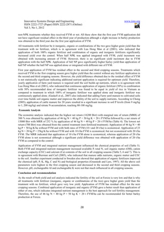 Combined application of organic and inorganic fertilizers to increase ...