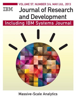 VOLUME 57, NUMBER 3/4, MAY/JUL. 2013
Journal of Research
and Development
Massive-Scale Analytics
Including IBM Systems Journal
 