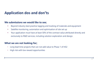Application dos and don’ts
We submissions we would like to see;
§ Beyond industry best practice tagging and tracking of ma...