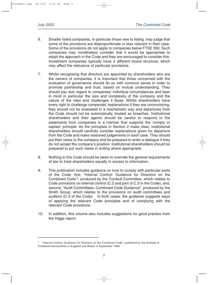 Combined Code Corporate Governance