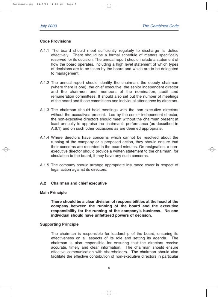 Combined Code Corporate Governance