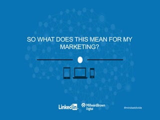 #mindsetdivide
SO WHAT DOES THIS MEAN FOR MY
MARKETING?
 