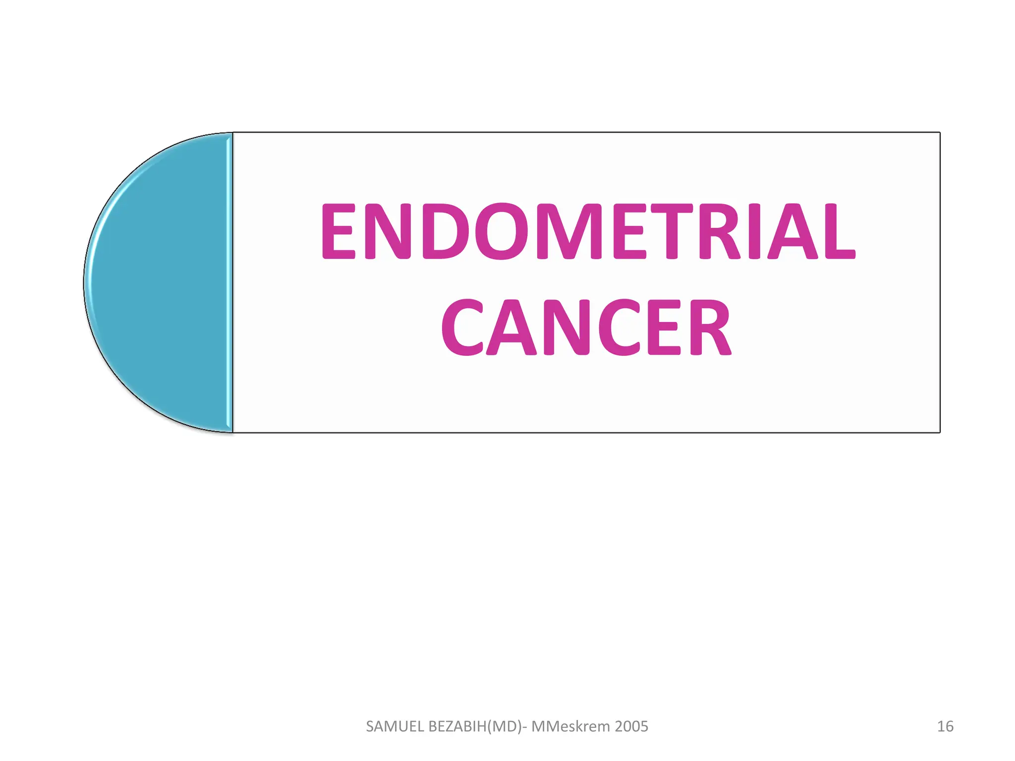 SAMUEL BEZABIH(MD)- MMeskrem 2005
ENDOMETRIAL
CANCER
16
 