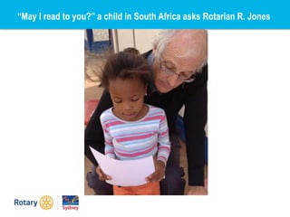 “May I read to you?” a child in South Africa asks Rotarian R. Jones
 