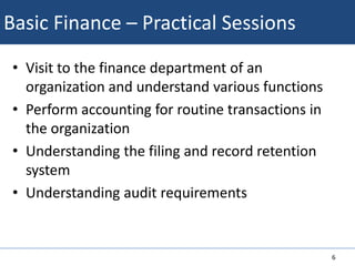 Practical training using a mixture of classroom and on the job training