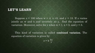 Combined Variation Math Graph Combined variation | PPTX