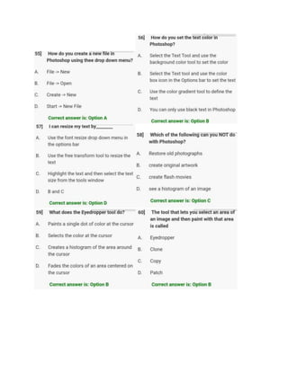 Question. Answer Using Photoshop Photoshop Question & Answer - Disha Institute | PDF