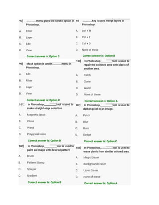 Question. Answer Using Photoshop Photoshop Question & Answer - Disha Institute | PDF