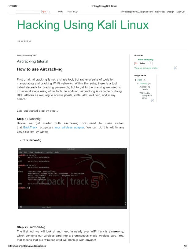 Hacking using kali linux