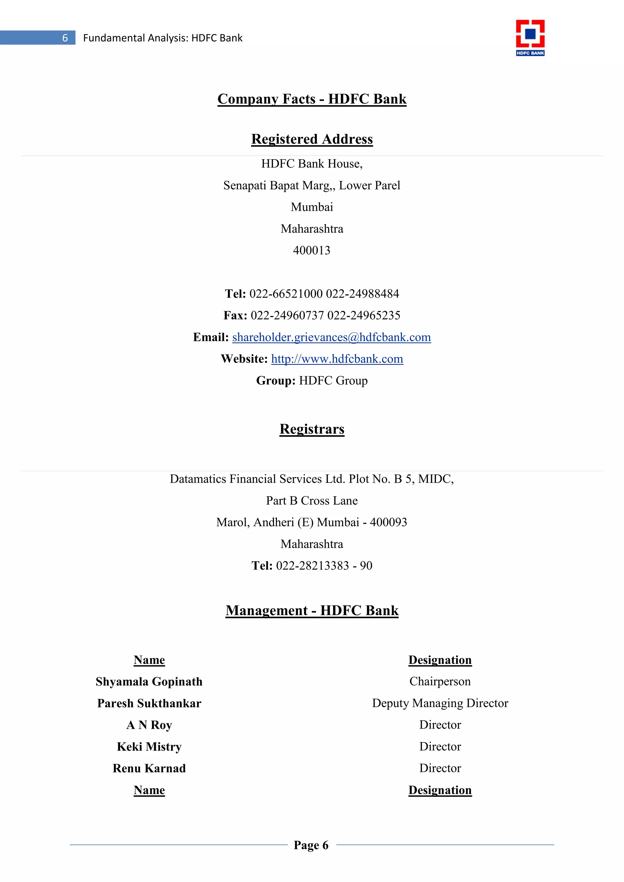 Fundamental Analysis- HDFC Bank | PDF
