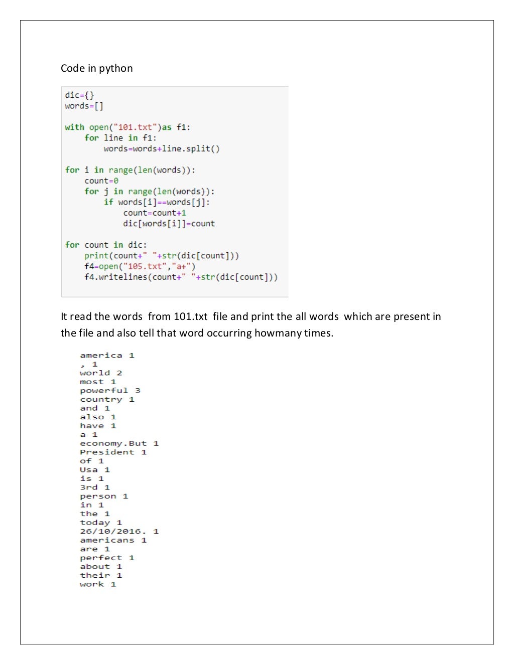 summer training report on python