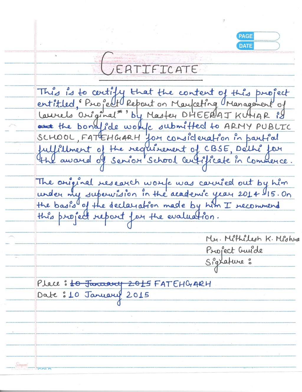 Business Studies (Marketing Management) Project Class 12th CBSE