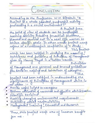 Business Studies (Principles of Management) Project Class 12th CBSE 