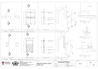 A
A'
A
A'
B
B'
B
B'
1884
RO
YAL SELANGOR
LUB
C
KUALA LUMPUR
0 10.5 1.5 2M
ARCHITECTURAL DETAIL -
DOOR 5 & 6
03-03-2017
AS SHOWN
DR. SUCHARITA
ARC1215
METHODS OF DOCUMENTATION AND
MEASURED DRAWING
ROYAL SELANGOR CLUB
1, JALAN RAJA, CITY CENT5RE, 52100 KUALA
LUMPUR, SELANGOR, MALAYSIA JACKY TING & CHAN KOON QI
A-7.2
20
34
 