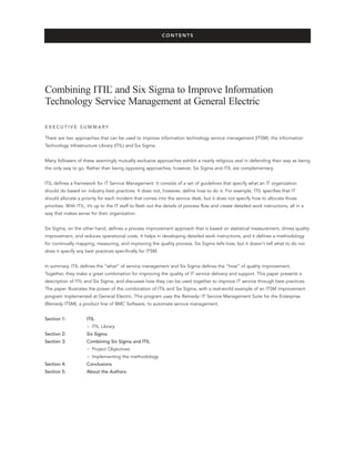 Combining Itil And Six Sigma To Improve