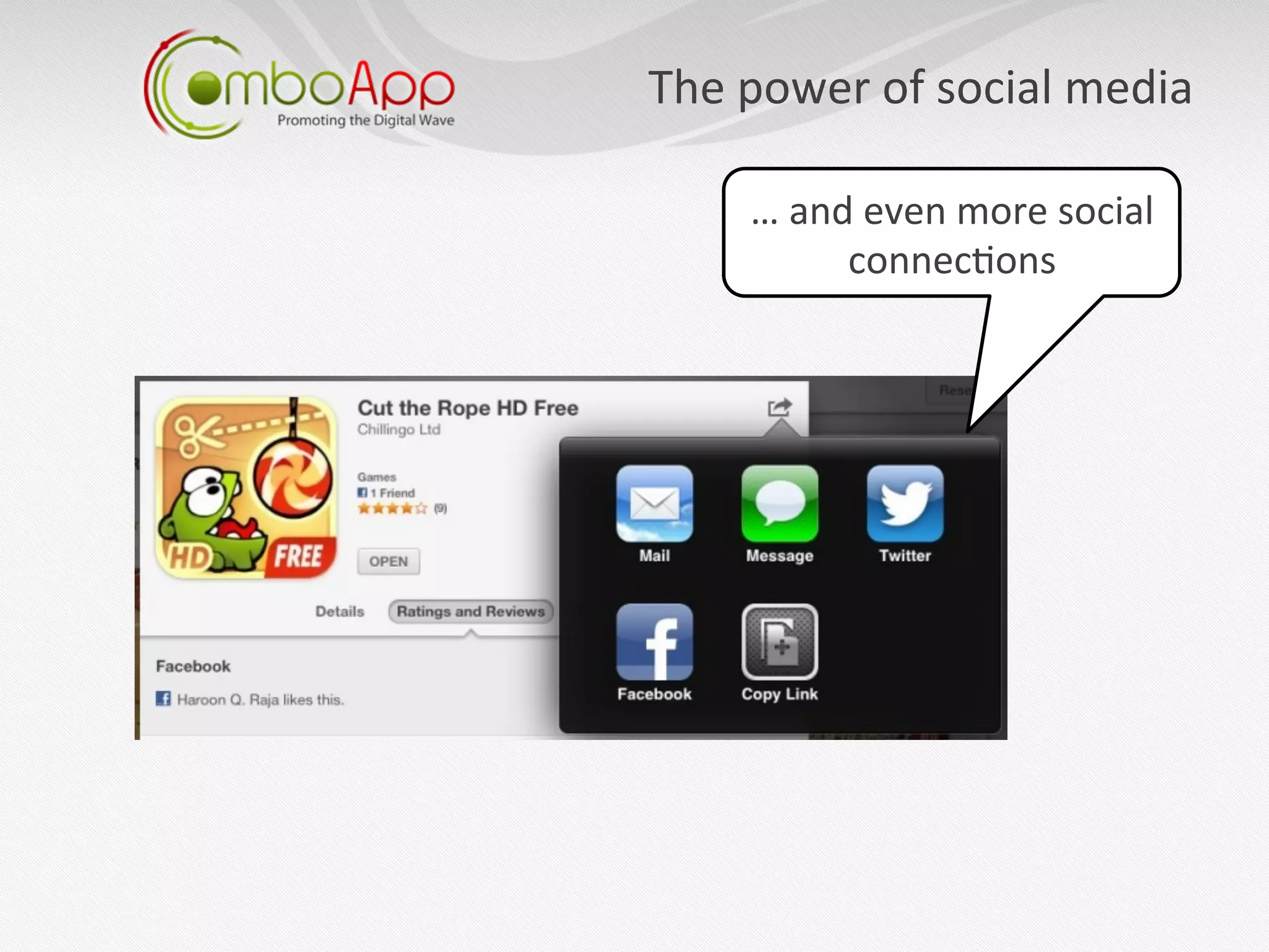 The	
  power	
  of	
  social	
  media	
  

       …	
  and	
  even	
  more	
  social	
  
               connec7ons	
  
 