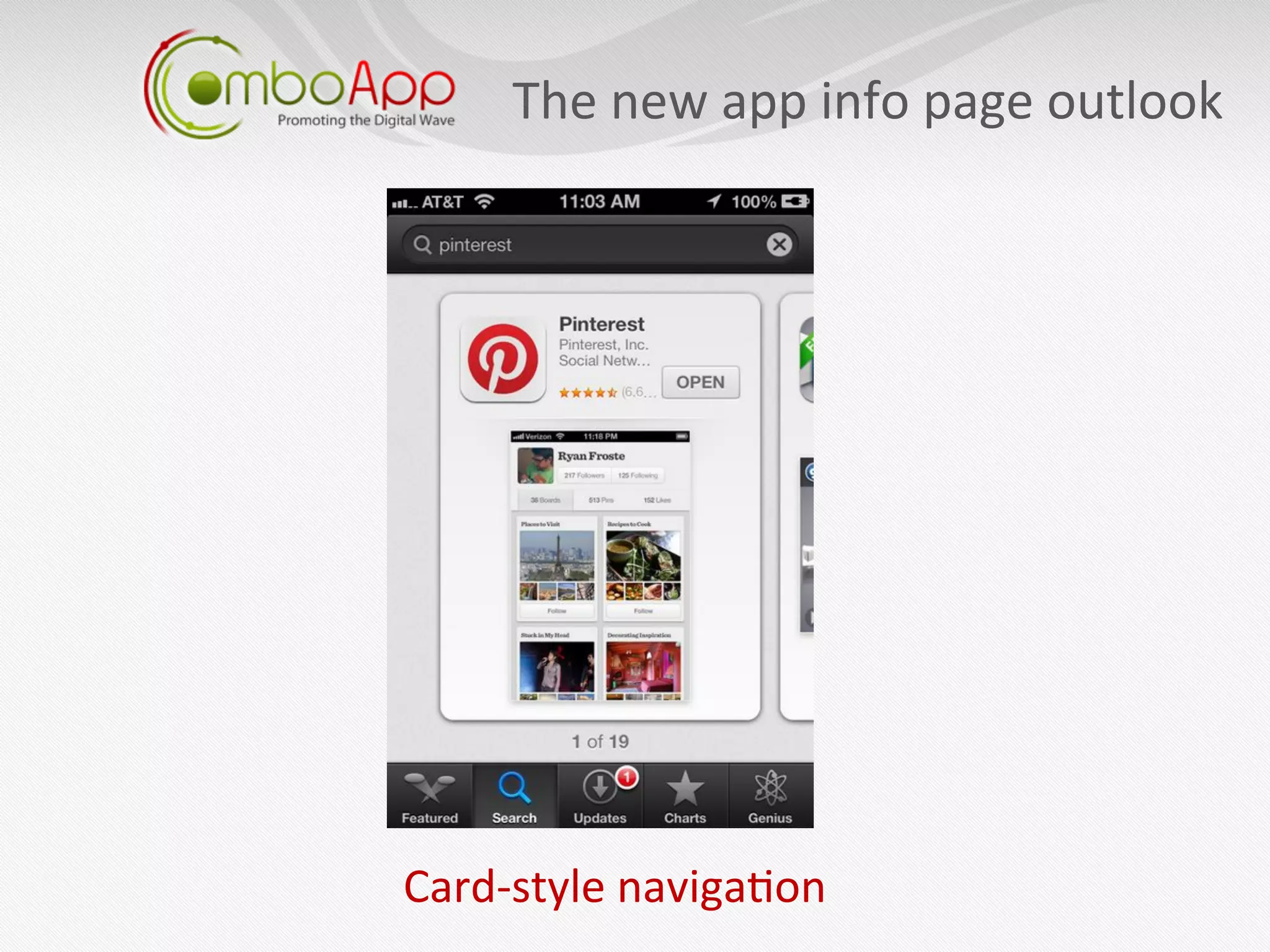 The	
  new	
  app	
  info	
  page	
  outlook	
  




Card-­‐style	
  naviga7on	
  
 