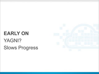 EARLY ON
YAGNI?
Slows Progress
 