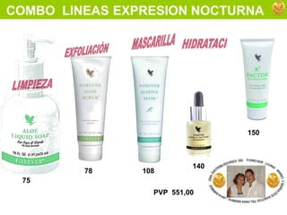 COMBO  LINEASEXPRESION NOCTURNAHIDRATACIÓNMASCARILLAEXFOLIACIÓNLIMPIEZA1501407810875PVP  551,00