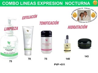  COMBO LINEAS EXPRESION  NOCTURNAEXFOLIACIÓNTONIFICACIÓNHIDRATACIÓNLIMPIEZA143787514075PVP =511