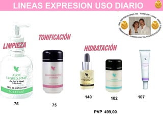 LINEAS EXPRESION USO DIARIOTONIFICACIÓNLIMPIEZAHIDRATACIÓN1071401027575PVP  499,00