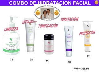 COMBO DE HIDRATACION FACIALHIDRATACIÓNEXFOLIACIÓNTONIFICACIÓNLIMPIEZAPROTECCIÓN7275787568PVP = 368,00