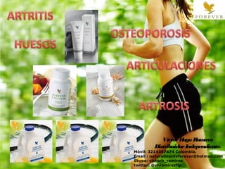 • Entre los muchos
productos que nos brindan
las abejas, el polen es uno de
los más completos y
energizantes.
• Este polen está fortificado
además con el néctar con el
que elaboran la miel, lo que
aumenta sus propiedades
nutritivas y los beneficios
para la salud.
• El polen contiene proteínas
(casi todos los aminoácidos
esenciales), y es la mayor
fuente conocida de vitaminas,
minerales e hidratos de
carbono
• Es reconstituyente cerebral ya
que es rica en hierro, sodio y
ácido fosfórico, alimento
esencial para las células
nerviosas
•
• La maca legendaria del Perú
puede fomentar la líbido, el
vigor y la energía.
• La maca es una fuente
maravillosa de nutrientes
vitales naturales. La sinergia
de tantos aminoácidos,
vitaminas, y minerales en
sus estados naturales puede
incrementar la asimilación,
absorción, y utilización de
ellos por el cuerpo,
resultando ser un multi-
vitamínico natural.
• FOREVER FIZZ
• Deliciosa tableta efervescente
que ayuda de manera rápida a
tu organismo recuperar las
sales minerales, entrega
energía inmediata a tu cuerpo
con la ventaja de ser natural,
no contiene cafeina. eleva el
ánimo e incrementa la .
VíctorHugo Ramírez
DistribuidorIndependiente.
Móvil: 3214367474 Colombia.
Email : naturalmenteforever@hotmail.com
Skype: victorh_ramirez
twitter: @vhramirezflp
 