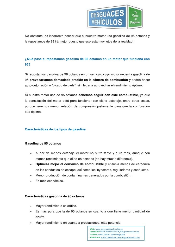 Las densidades de 92 y 95 gasolinas
