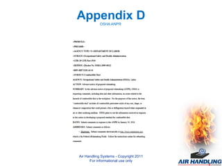 Appendix D OSHA ANPR  Air Handling Systems - Copyright 2011 For informational use only 
