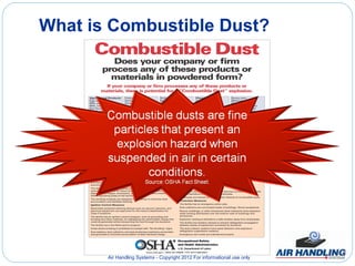 What is Combustible Dust?




       Air Handling Systems - Copyright 2012 For informational use only
 