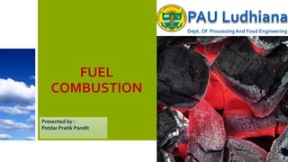 FUEL
COMBUSTION
Dept. Of Processing And Food Engineering
Presented by :
Potdar Pratik Pandit
 