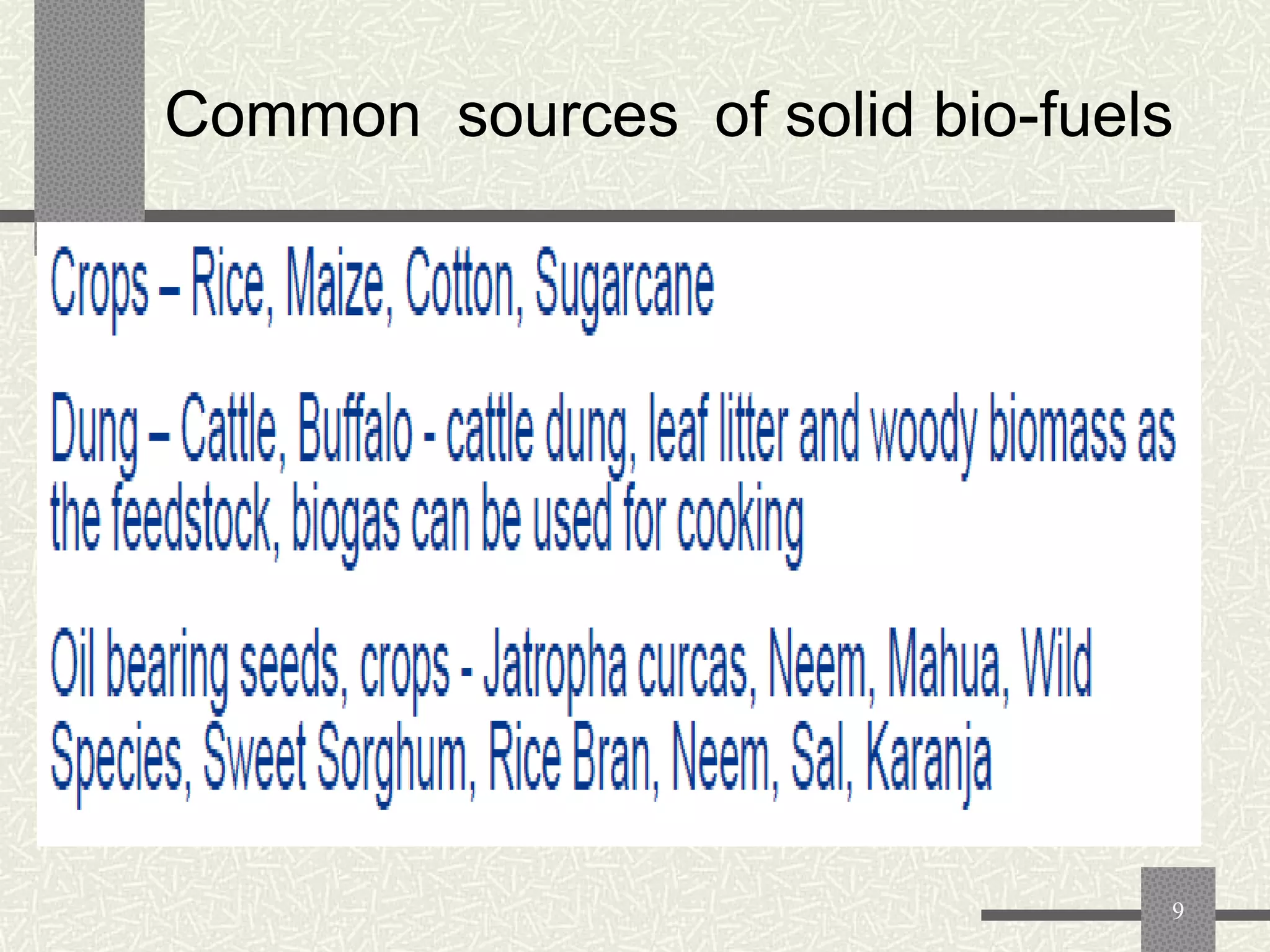 Common sources of solid bio-fuels

9

 