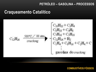 PETRÓLEO – GASOLINA – PROCESSOS
Craqueamento Catalítico
COMBUSTÍVEIS FÓSSEIS
 