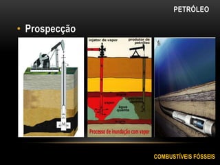 • Prospecção
COMBUSTÍVEIS FÓSSEIS
PETRÓLEO
 