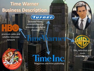 premium cable and
satellite television
network
branded news,
entertainment on
television and digital
channels
Magazines and Print publishing
film, television and
music
entertainment
 