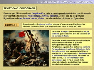 - Composició Estàtica:
Segons les línies que predominen en la composició aquesta pot ser:
La sensació de calma o quietud s’accentua quan la pintura
s’organitza en línies rectes horitzontals o verticals.
- Composició Dinàmica:
La sensació de moviment o dinamisme s'accentua quan en
la pintura predominen les línies sinuoses (corbes) o la
presència de diagonals.
3.- L’ANÀLISI FORMAL (LA COMPOSICIÓ)
COMPOSICIÓ DINÀMICA O ESTÀTICA
 