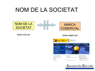 NOM DE LA SOCIETAT NOM DE LA SOCIETAT MARCA COMERCIAL www.rmc.es www.oepm.es 