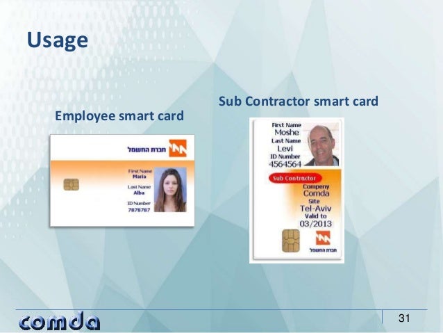 Usage
31
Employee smart card
Sub Contractor smart card
 