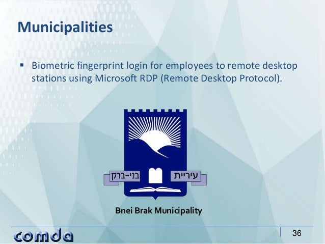  Biometric fingerprint login for employees to remote desktop
stations using Microsoft RDP (Remote Desktop Protocol).
Muni...